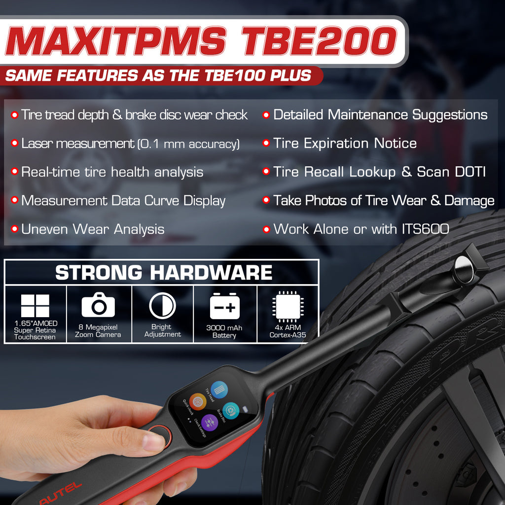 Autel MaxiTPMS TBE200 - A Handy Tire Tread Depth & Brake Disc Wear Examiner