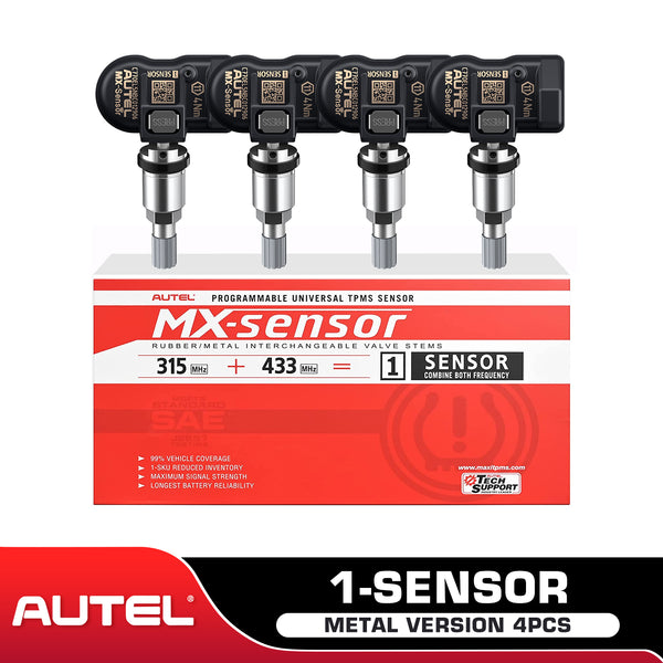 Autel MX-Sensor 4-Pack - Programmable Universal TPMS Sensors With Metal Valve Stems