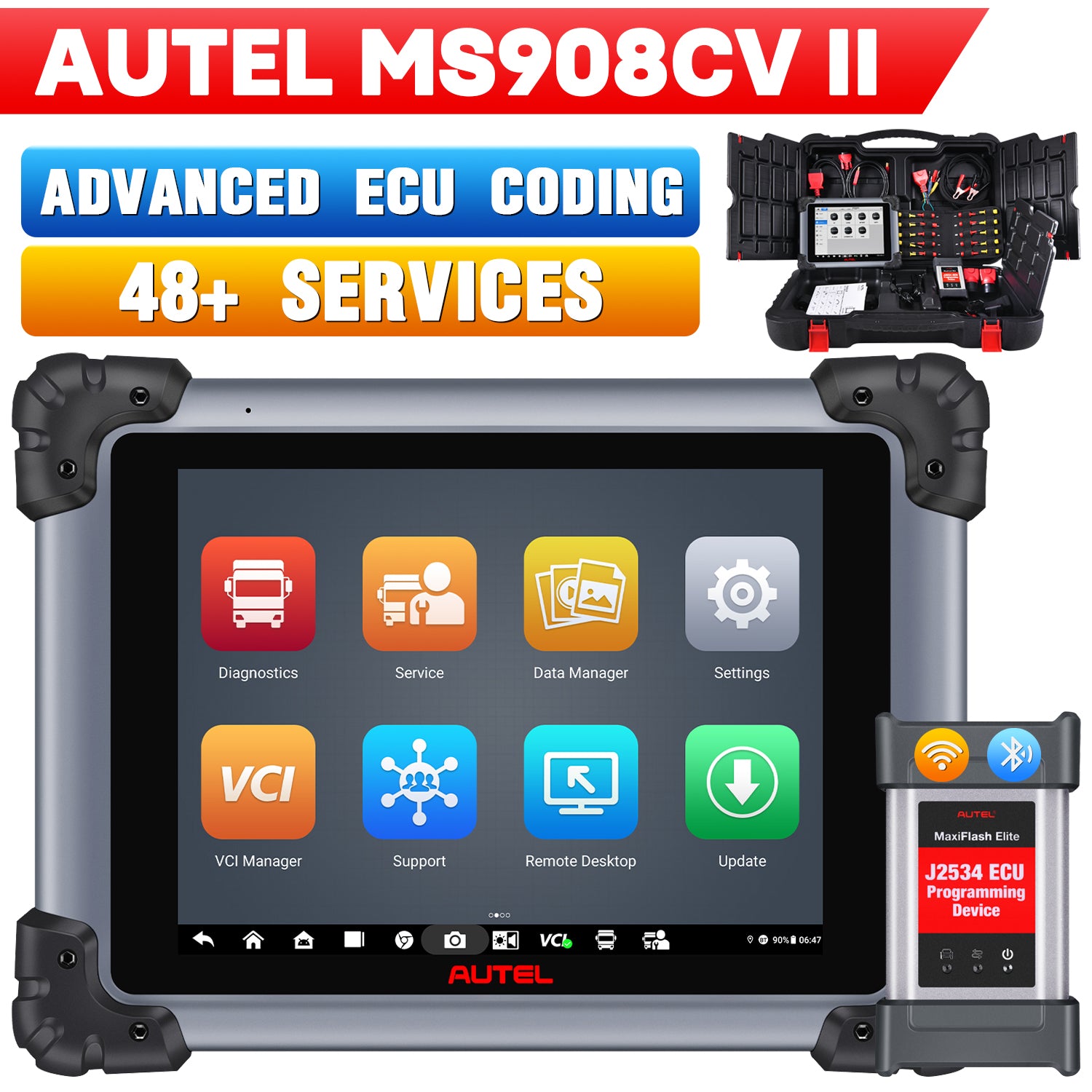 Autel Maxisys MS908CV II for heavy duty, commercial trucks, cummings engine
