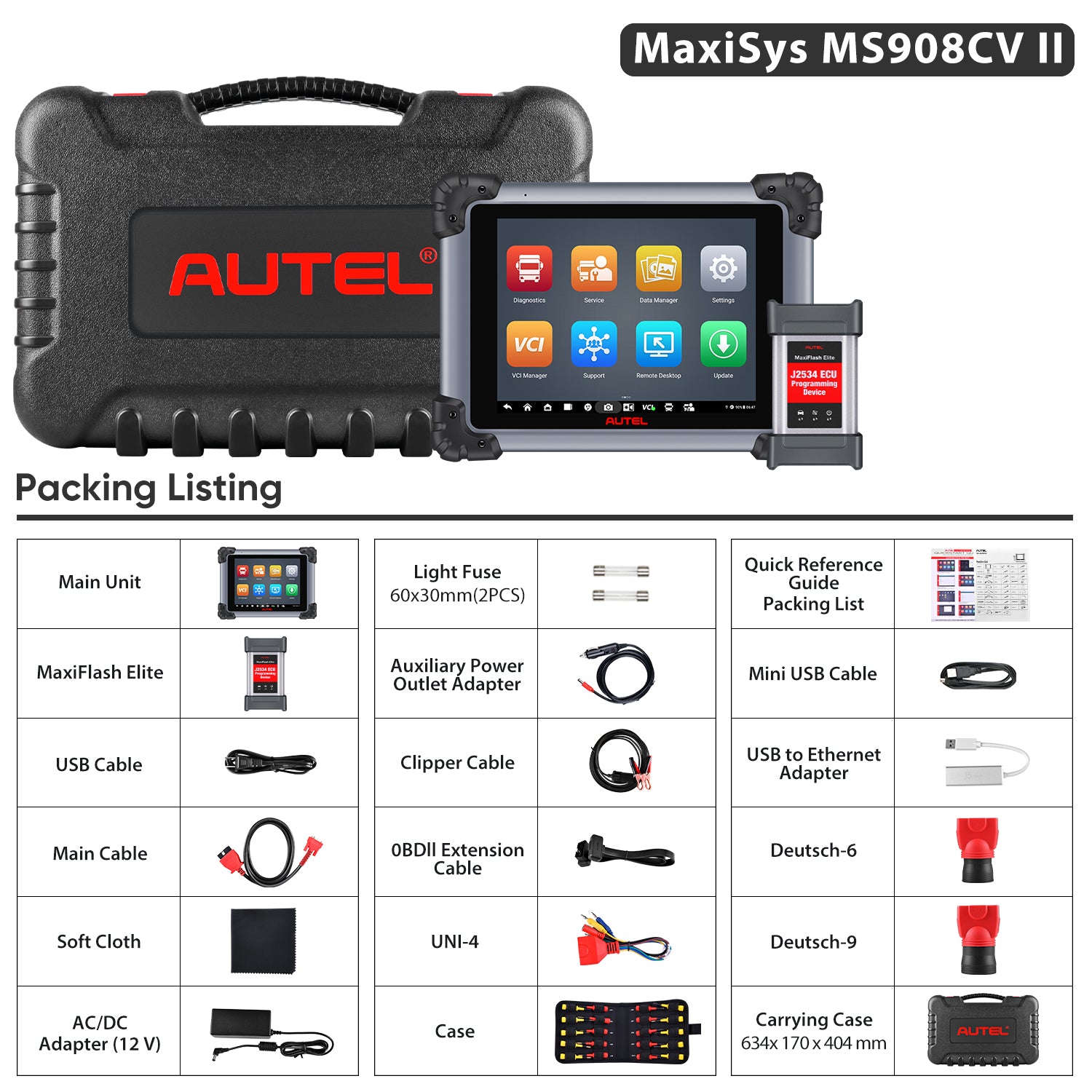 Autel Maxisys MS908CV II for heavy duty, commercial trucks, cummings engine