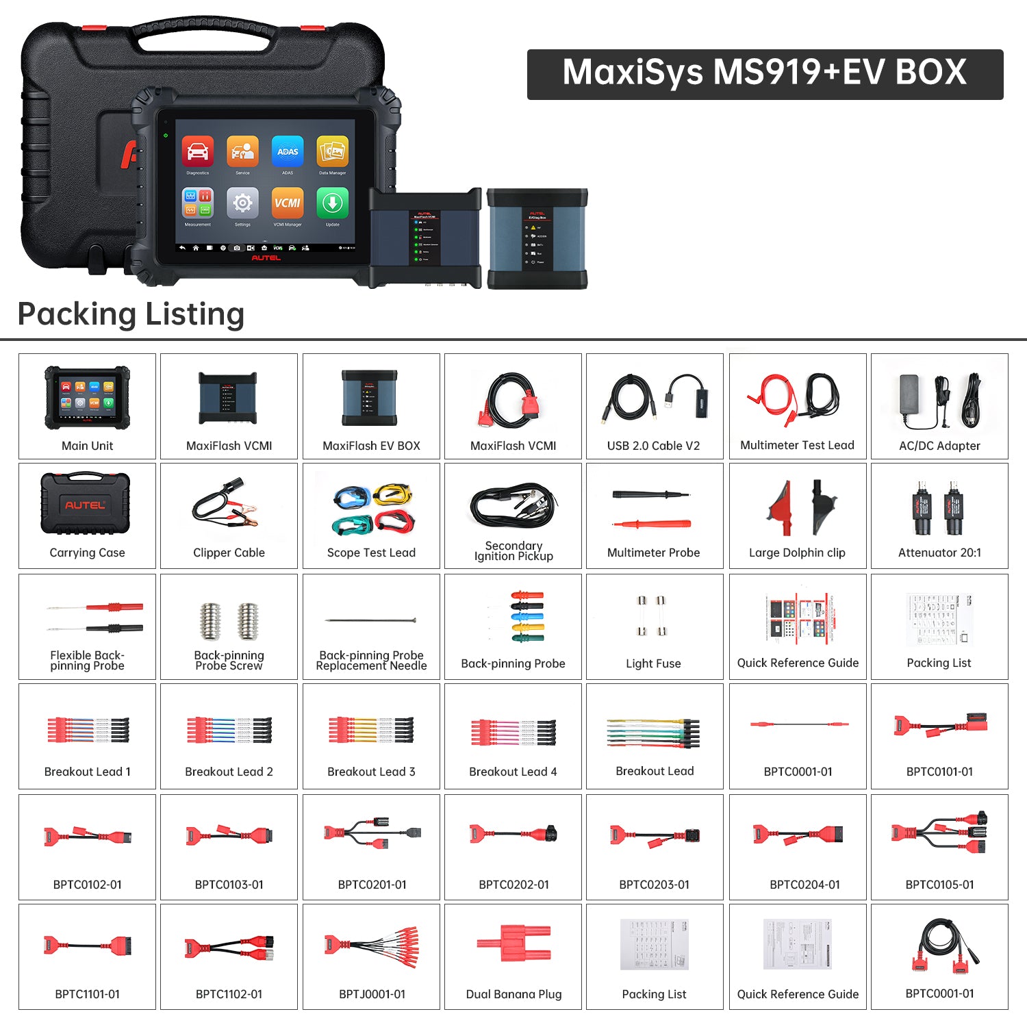 autel maxisys ms919 and ev diagbox package list