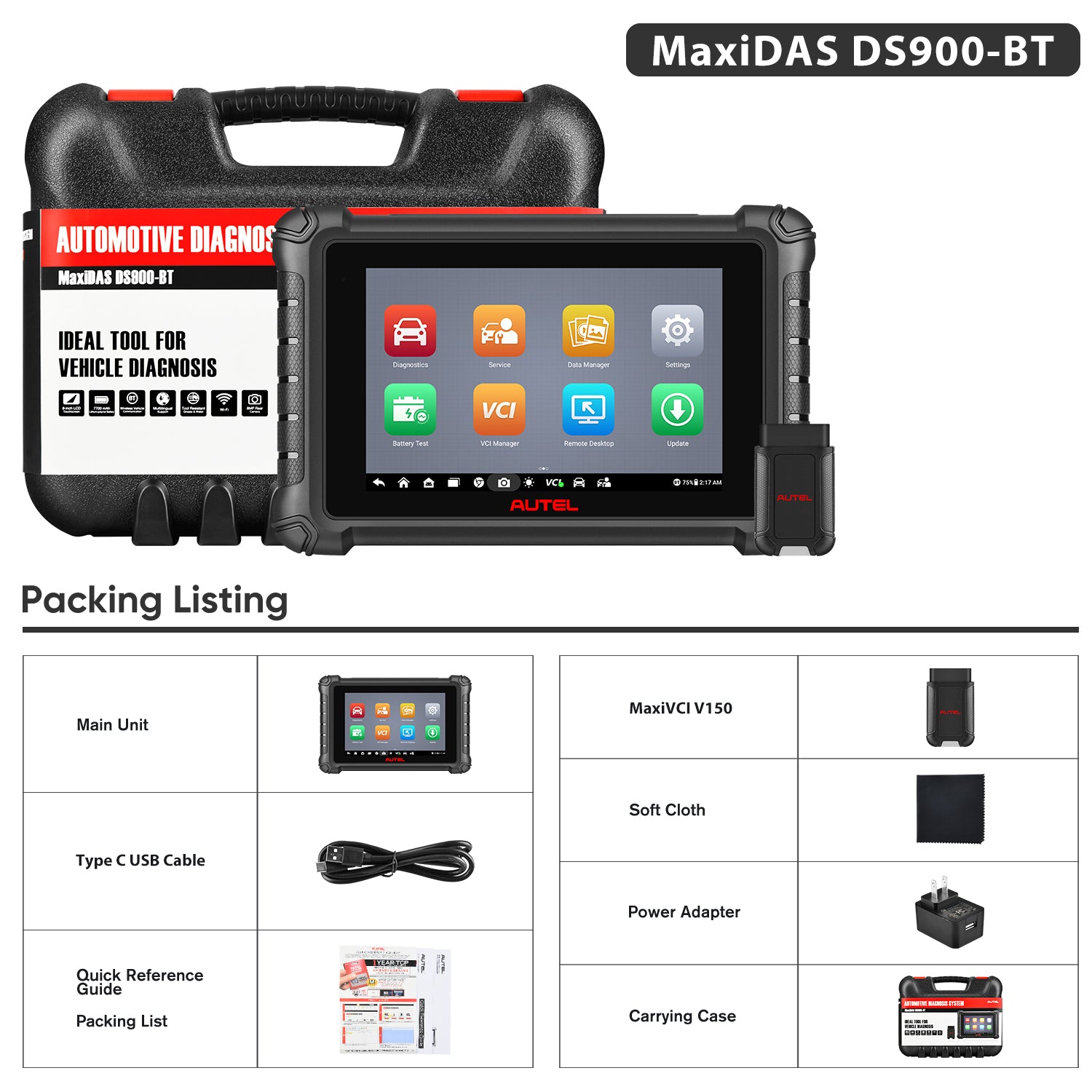 Autel MaxiDAS DS900-BT package list