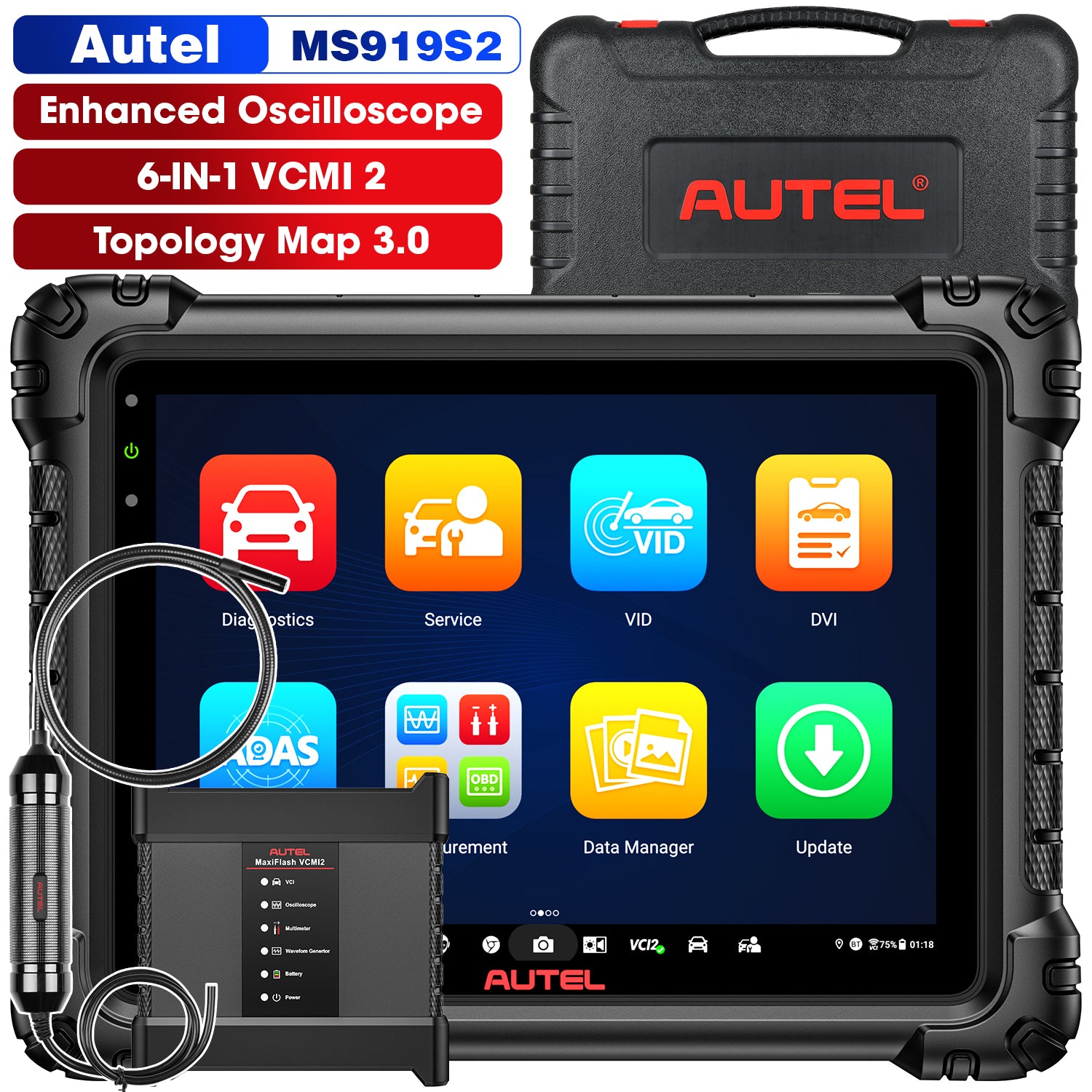 Autel MaxiSys MS919S2 MS919 S2 Diagnostic Scanner With AI, 6-IN-1 VCMI ...