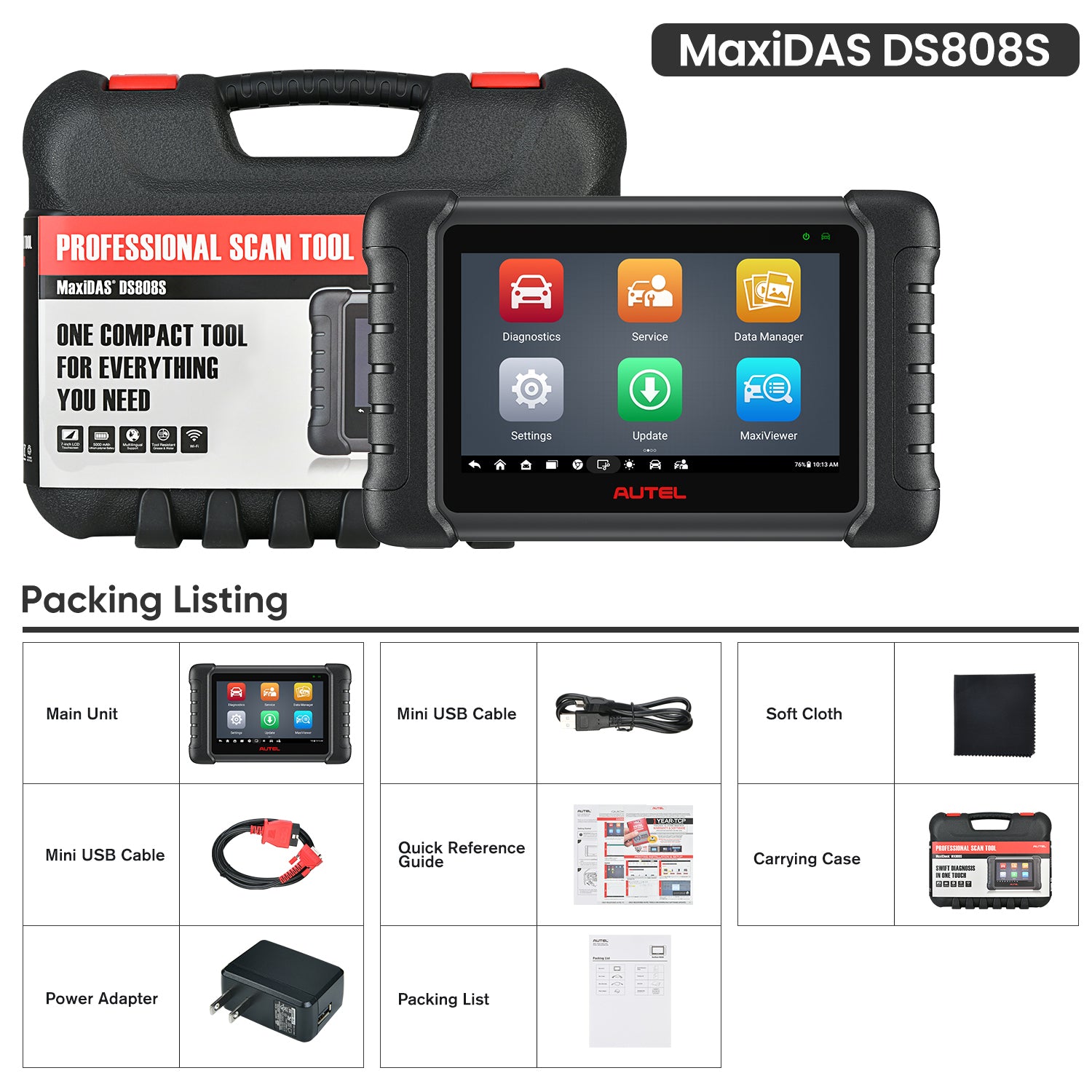 Autel MaxiDAS DS808S 2024 ECU Coding Scan Tool, Bi-Directional Control/Active Test, Full System Diagnostic Scanner, Upgraded Ver. Of DS808/MP808