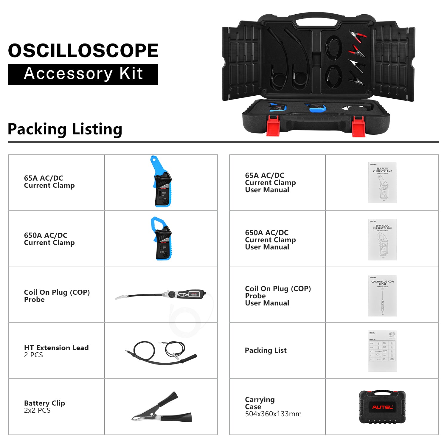 autel maxisys ksoak oscilloscope accessory kit package list