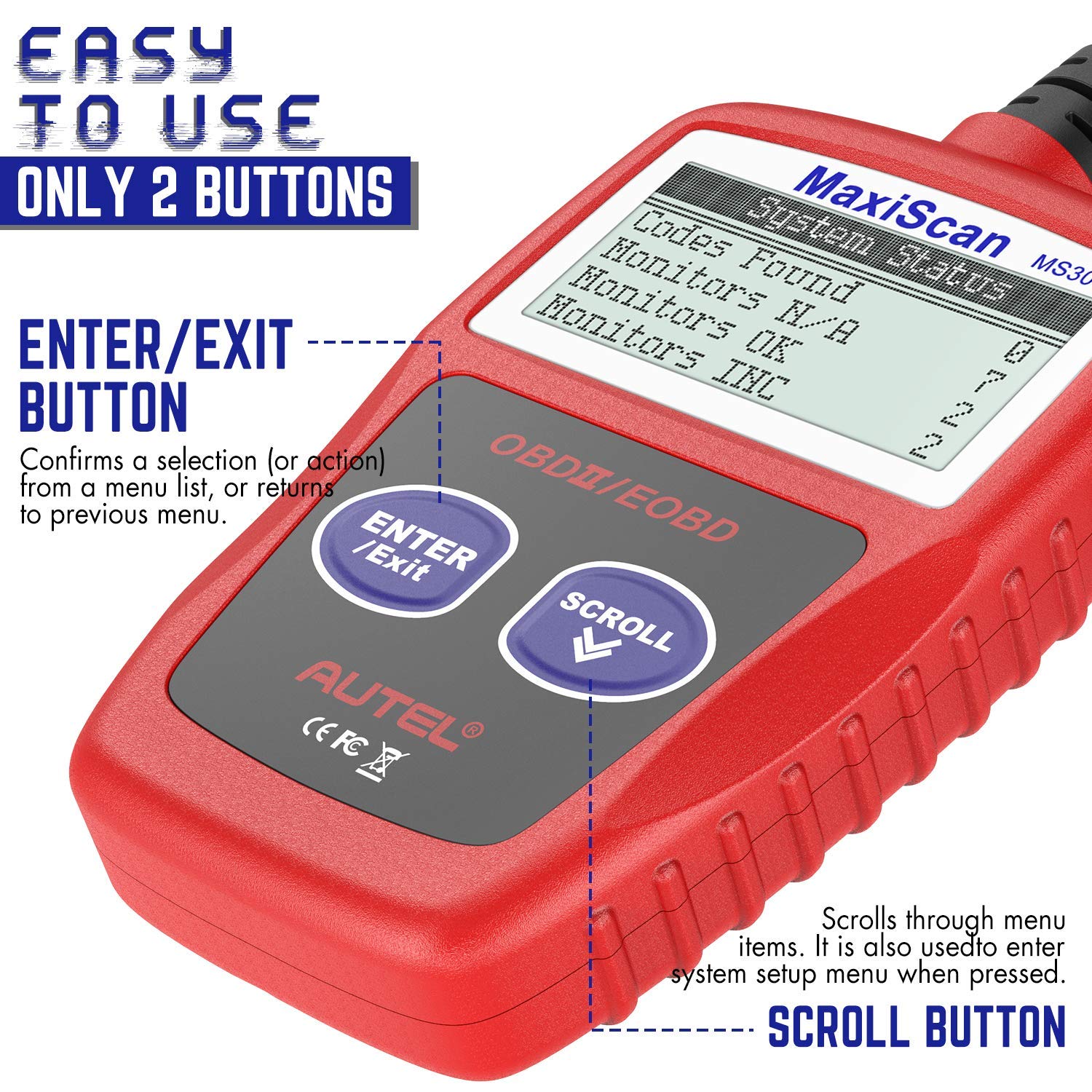 Autel MaxiScan MS309 Check Engine Read/Clear Codes Car OBD2 Scanner ...