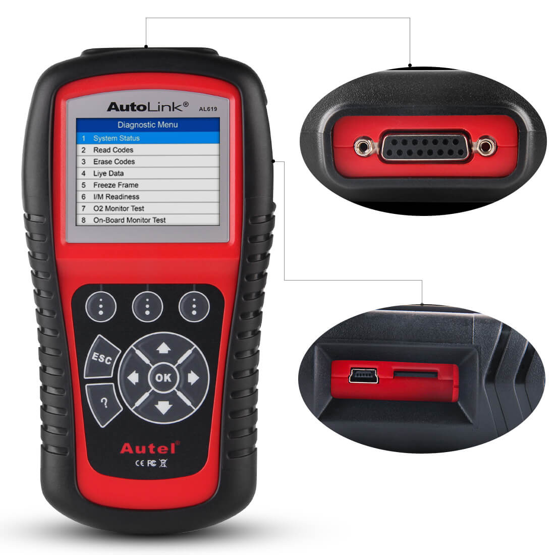 Autel AL619 Autolink ABS/SRS Car OBD2 Code Reader/Scanner