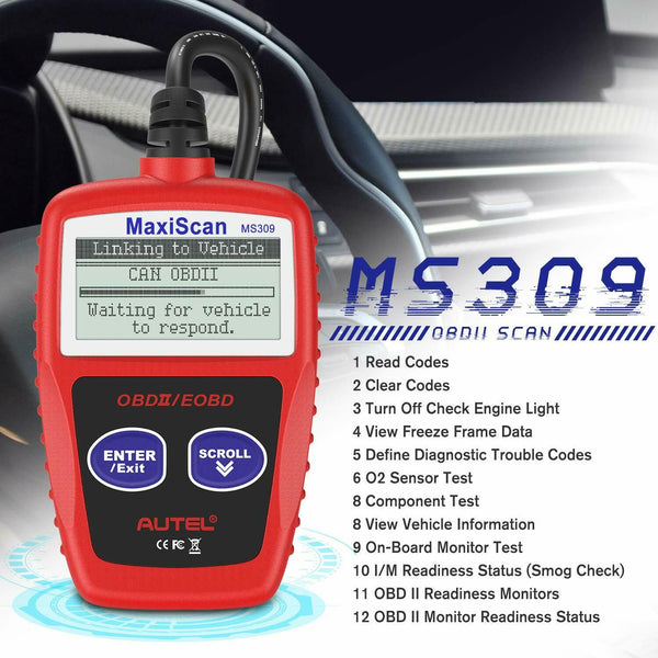 Autel MaxiScan MS309 Check Engine Read/Clear Codes Car OBD2 Scanner ...