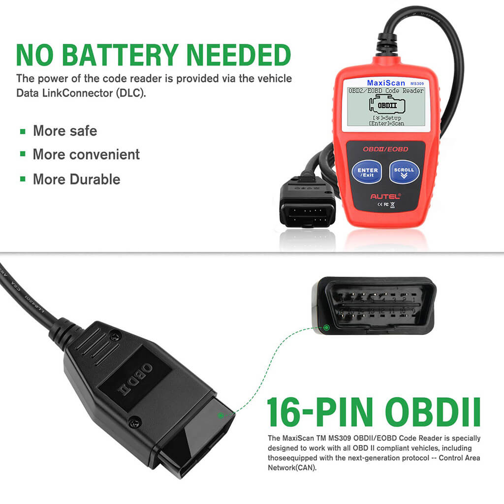 OBD2 OBDII Data Cable Compatible with Autel MaxiScan MS509 KW808 OBD2 OBDII Data Cable Compatible with Autel MaxiScan MS509 KW808